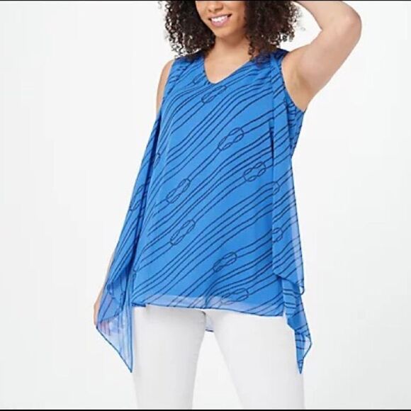 Susan Graver Sleevless Lined Chiffon Tunic - Picture 3 of 4